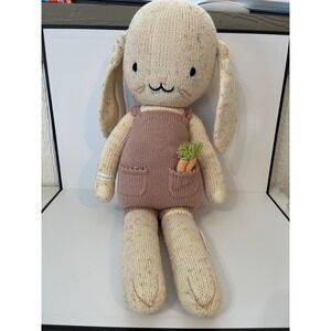 Cuddle Kind Bunny Rabbit Plush Toy Handmade Peru Pink Overalls Carrot Pocket